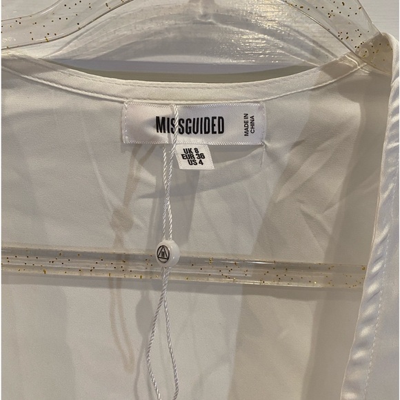 Missguided white satin lace deep plunge crop top size 4 - Picture 4 of 8